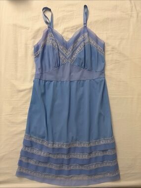 Vintage Light Blue Lace Trim Slip Dress - Women Intimates
